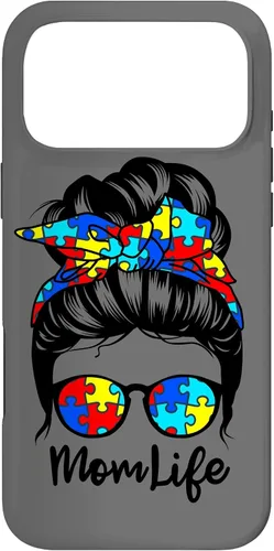 Vista 22 de Mom Life Messy Bun Hair Autism Funny Autism Case for iPhone 17