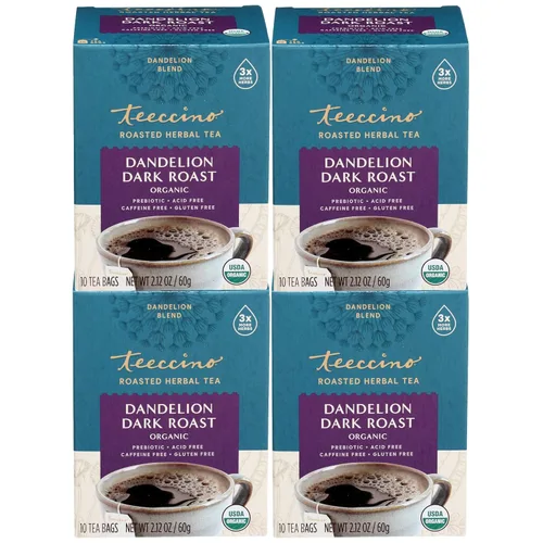 Vista 17 de Teeccino Té Chai rojo de diente de león, 25 bolsas de té, sin cafeína, té de hierbas tostadas con prebióticos, 3 veces más hierbas que las bolsas