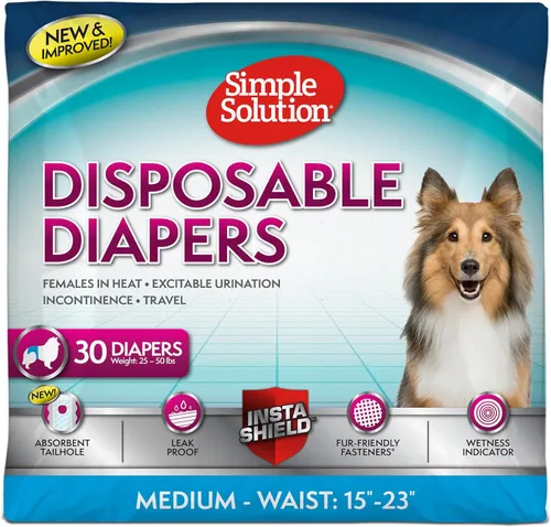 Vista 8 de Simple Solution Pañales desechables para perras, pañal a prueba de fugas para perros, entrenamiento para ir al baño, entrenamiento XS