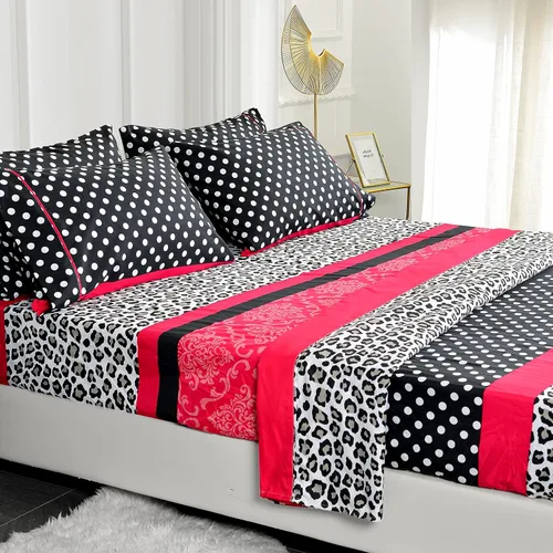 Vista 17 de American Home Collection - Juego de sábanas y fundas de almohada estampadas de 6 piezas, con 14 pulgadas de caída; sábanas de microfibra con doble