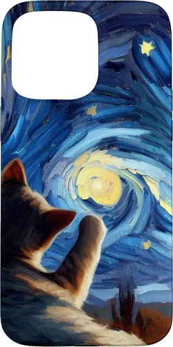 Vista 31 de Whiskers and Starry Nights: Cat in Van Gogh's Painting Case for iPhone 17