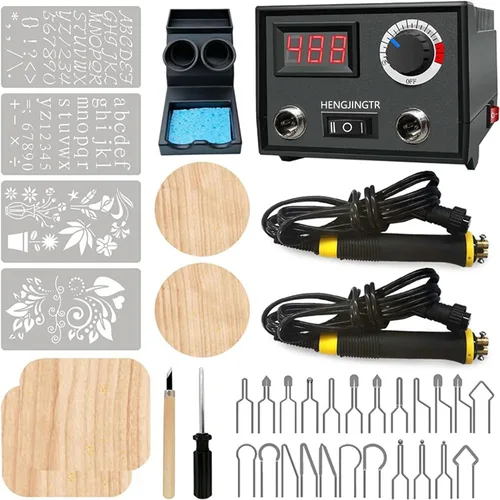 Máquina de pirografía Quemador de madera de temperatura ajustable, juego de herramientas de pirografía de madera para pirografía de quema de madera