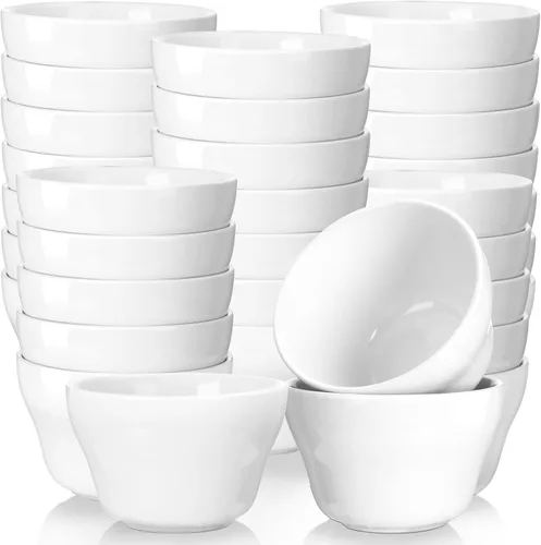 Suclain - Paquete de 24 tazas de sopa de 8 onzas, tazas de salsa, cuencos de salsa para caldo, color blanco Porcelain, Stackable, Dipping Sauce