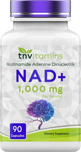 tnvitamins Suplemento NAD+ de 1,000 mg por porción - 90 unidades | Cápsulas NAD de alta potencia | Dinucleótido de adenina de nicotinamida | Apoyo