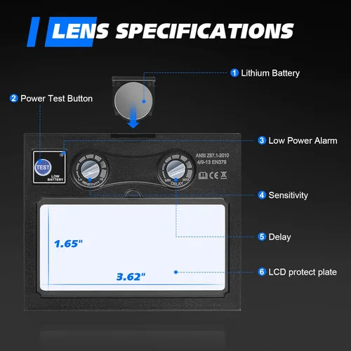 Vista 2 de Casco de Soldadura con Oscurecimiento Automático de Color Verdadero con Rango de Sombra Ajustable 4/9-13 para Máscara de Soldador TIG MIG ARC