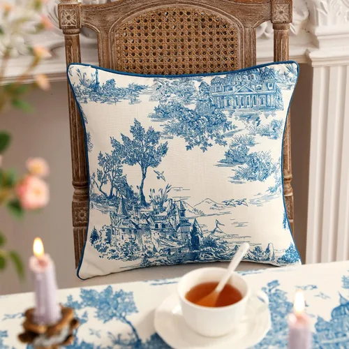 Vista 377 de patdrea Fundas de almohada de diseñador, fundas de almohada redondas de lino estilo europeo vintage, cojín decorativo para cama, sala de estar