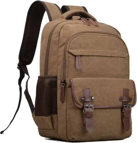 Mochila de lona para laptop, mochila vintage para hombres y mujeres, mochila de viaje para trabajo, mochila universitaria para computadora portátil