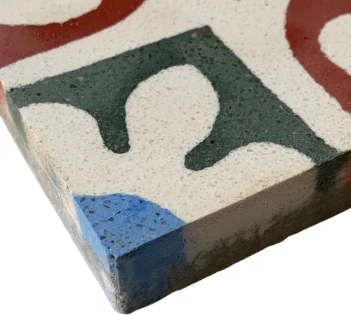 Vista 2 de 8x8 Il Postino Genuino Cemento Encáustico Cemento Concreto Patchwork Azulejo Piso Pared (Paquete de 9PCS) Multicolor