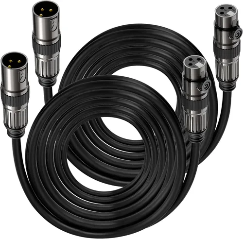 Vista 10 de Caiord Cables de micrófono XLR, 1 paquete de 3 pies de cobre sin oxígeno de 3 pines macho a hembra cable de micrófono para altavoz, sistema PA