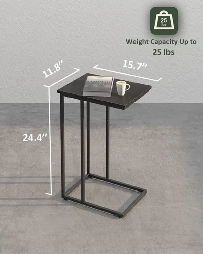 Vista 3 de Innerjoin Mesa auxiliar en forma de C, mesa auxiliar C para sofá, sofá y cama, mesa de bandeja de TV que se adapta a espacios pequeños, sala de Negro