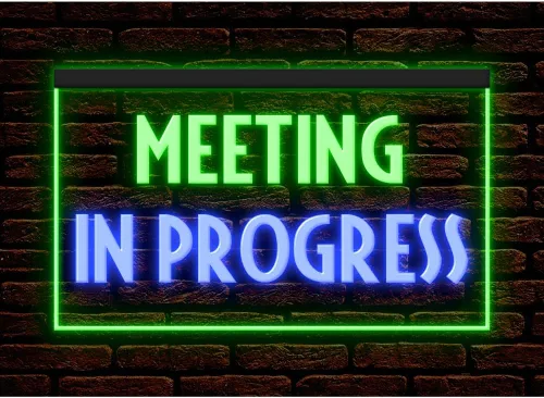 Vista 7 de 120175 - Letrero de neón con luz LED para reuniones en progreso (12 x 8 pulgadas, 16 colores por control remoto)
