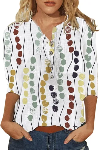 JOFOW Womens Autumn Blouse Long Sleeve V-Neck Shirt Floral Print for Women Blouse Vacation Holiday