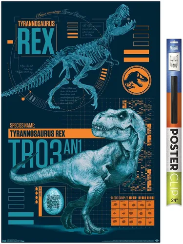 Vista 11 de Trends International Jurassic World: Fallen Kingdom - Póster de pared T-Rex, 14.725 x 22.375 pulgadas, versión enmarcada de madera de granero