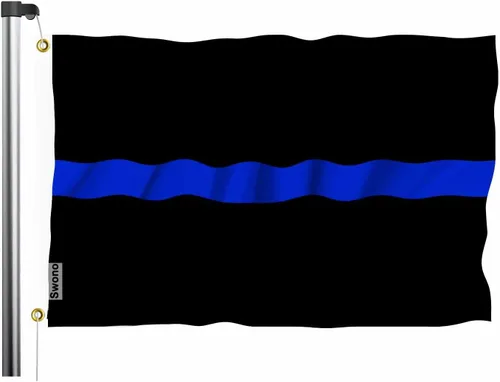 Swono Bandera delgada de línea azul de 3 x 5 pies, bandera de policía simple de doble cara con ojales de latón Colorname-32