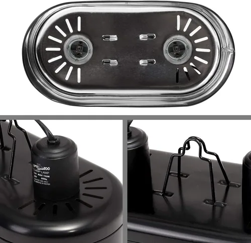 Vista 8 de REPTI ZOO Lámpara de doble reptil para reptil Dome UVB, reflector de reptil, tapa de lámpara de cúpula de doble reptil, diseño de integración