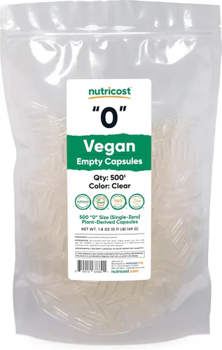 Nutricost Cápsulas vacías de tamaño 0 veganas – 500 cápsulas transparentes vacías a base de plantas – Certificado Kosher, certificado Halal, sin