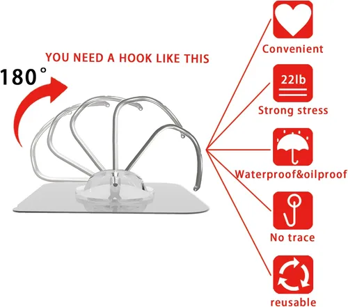 Vista 4 de Latoxcaa - Ganchos adhesivos de pared resistentes - Fuertes y transparentes, soportan hasta 10 kg, impermeables y reutilizables, ideales