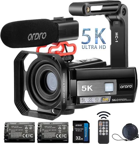 Vista 8 de ORDRO Videocámara 5K, videocámara de visión nocturna para viajes YouTube, cámara de video digital con gran angular de 95°, modo WDR, estabilizador