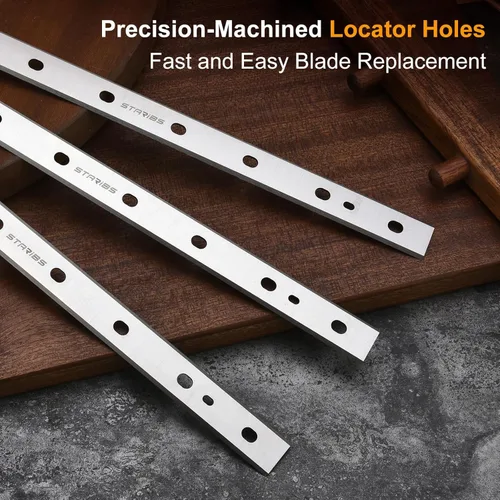 Vista 3 de Cuchillas cepilladoras de 13 pulgadas de grosor para cepilladora DeWalt DW735 DW735X, repuesto DW7352 HSS M2 cuchillos de carpintería - Juego de 3