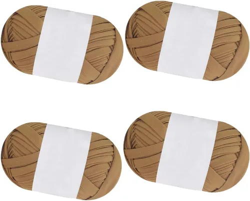 Paquete de 4 hilos de tela elástica para camisetas de tela de color sólido, hilo de espagueti, bolsa de bricolaje, canasta, alfombra, proyectos de