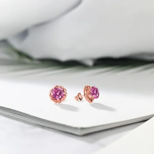 Vista 141 de Gem Stone King Aretes de plata de ley 925 de 0.236 in con piedra natal redonda para mujer