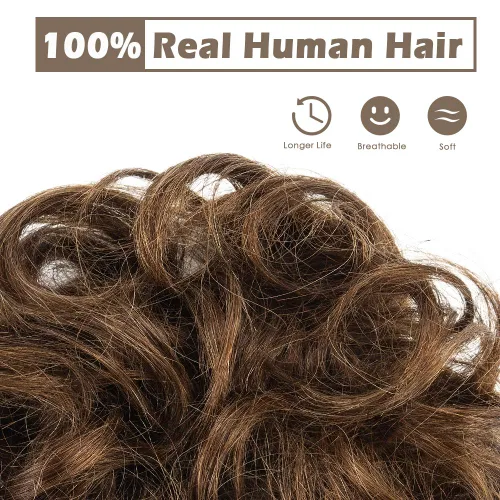 Vista 79 de Barsdar - Moño de cabello 100 % humano, Moño desordenado, Extensiones de cola de caballo, Moño de cabello rizado, Pieza de cabello