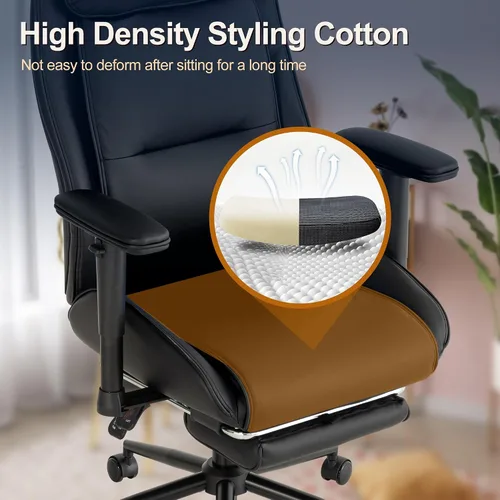 Vista 4 de High Back Office Desk Chair,Ergonomic Reclining Office Chair,Modern Swivel Computer Chair,Leather Chair with Lumbar Support (Black)