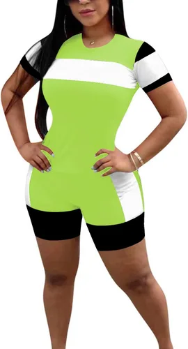 TOPONSKY - Conjunto deportivo de 2 piezas para mujer, diseño con camiseta y pantalón corto de ajuste entallado
