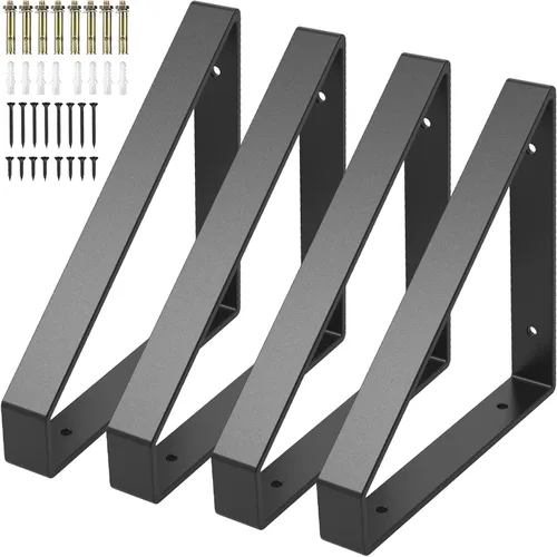 Vista 8 de 2 soportes de estante resistentes, soportes de pared de metal de 8 pulgadas, soporte triangular de acero, 300 libras de carga para garaje, taller