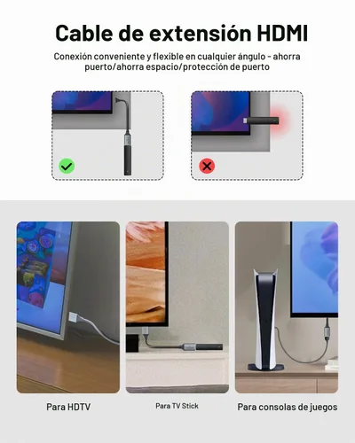 Vista 2 de VCELINK Cable de extensión HDMI 8K, extensor HDMI 8K@60Hz 4K@120Hz, 0.6FT