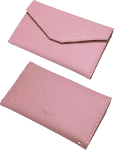 Vista 4 de Zoppen - Billetera de viaje con bloqueo RFID multiusos (Ver.4) Portatarjetas de pasaporte y vacunas, organizador de documentos de tres pliegues