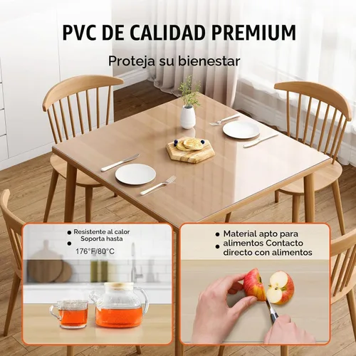 Vista 3 de VEVOR - Mantel cuadrado transparente de PVC, 12" x 12", 1.5mm de grosor, impermeable, resistente a manchas, duradero, para escritorio, mesa de café