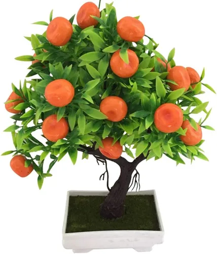 Árbol de naranja artificial, bonsái, planta en maceta, árbol frutal falso, año nuevo chino, planta de árbol de la suerte, regalo de primavera