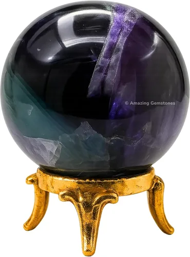 Vista 47 de Amazing Gemstone Bola de cristal de Yaxaita con soporte, bolas de meditación de esfera de cristal de 1.5 pulgadas para brujería y bolas decorativas