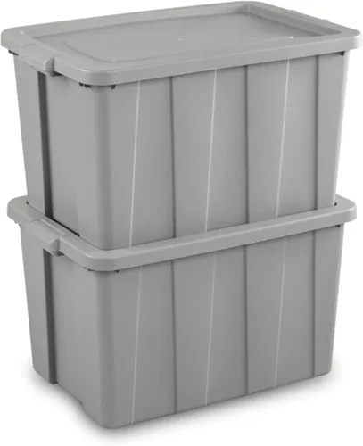 Vista 7 de Sterilite Paquete de 4 bolsas de almacenamiento Tuff1, contenedor de plástico apilable con tapa, 30 galones