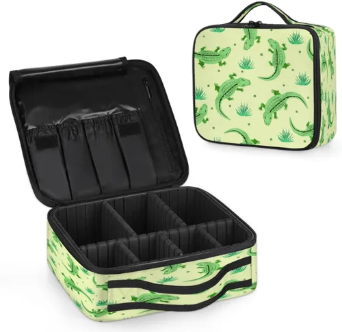 KOBLEN Bolsa de maquillaje de viaje para mujer, grande, cuadrada, portátil, portátil, profesional, coqueta, estuche cosmético con mango de