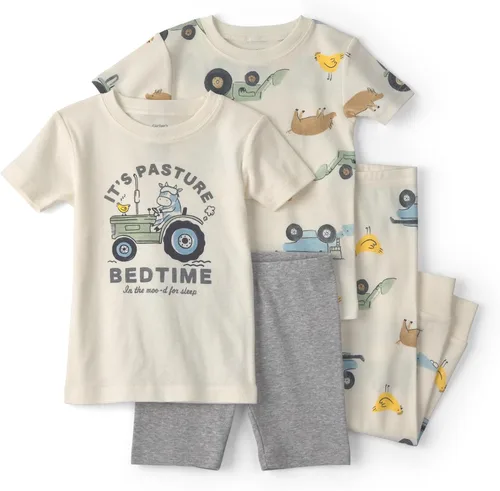 Vista 5 de Carter's Conjunto de pijama de algodón ajustado de 4 piezas para niños Perro rayado