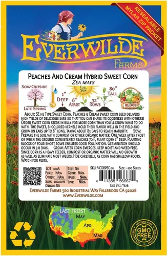 Vista 3 de Peaches & crema Hybrid Sweet semillas de maíz (tratada) – Gold Vault Bulk