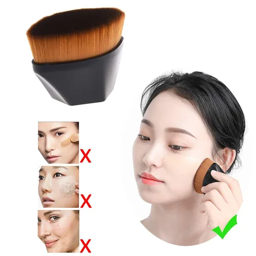 Vista 6 de Brocha de base en polvo - Brocha de maquillaje Kabuki con parte superior plana