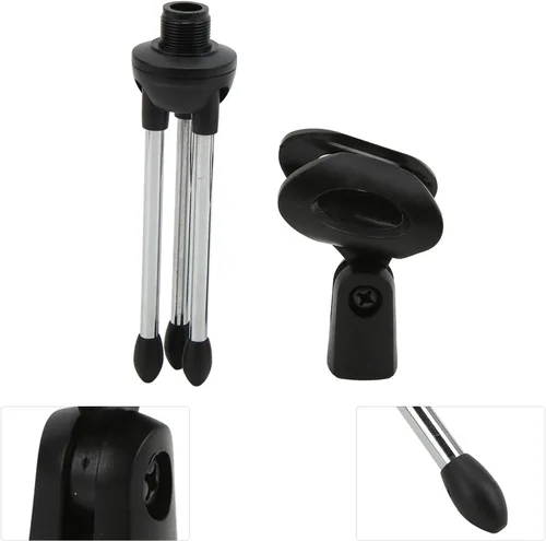 Vista 9 de Soporte para micrófono de escritorio, 5/8 pulgadas con rosca de escritorio, trípode a prueba de golpes, fácil de almacenar, ángulo ajustable