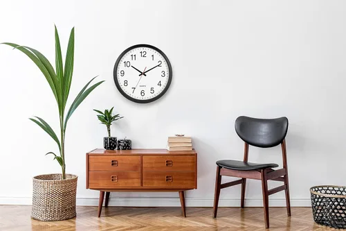 Vista 2 de Bernhard Products - Reloj de cuarzo de pared negro, silencioso, sin tictac, redondo, extragrande de 18 pulgadas, a pilas y fácil de leer