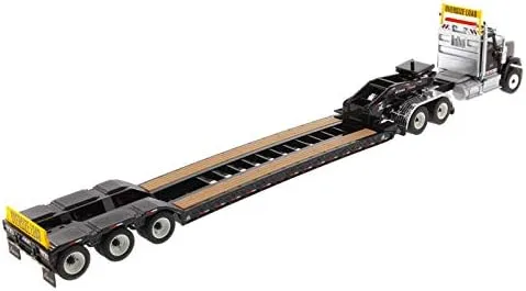 Vista 4 de para tractor internacional HX520 Tandem Day Cab con remolque XL 120 Lowboy en negro 1/50 DIECAST modelo acabado camión