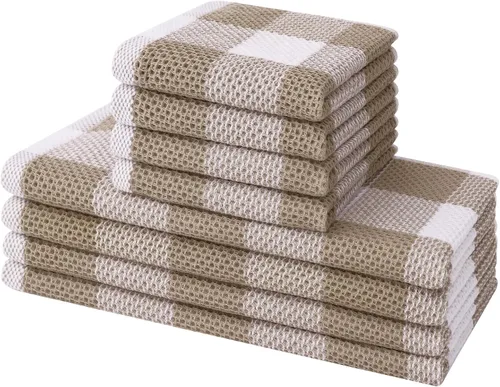 Vista 57 de Mordimy Trapos de cocina a cuadros 100% algodón, 12 x 12 pulgadas, súper suaves y absorbentes, de secado rápido, trapos de cocina para cocina, Beige