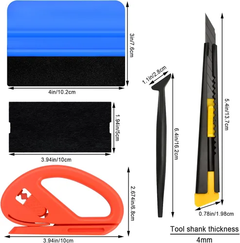 Vista 6 de Kit de herramientas de tinte de ventana de automóvil, incluye espátula de fieltro, kit de aplicación de película para ventana, herramientas de Azul