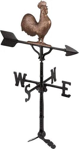 Vista 2 de Almacén de números de dirección de 32 pulgadas de aluminio Deluxe 3D Gallo, veleta serie 200, montaje incluido (bronce envejecido)