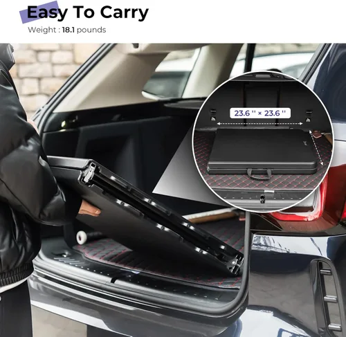 Vista 6 de Byliable Mesa plegable de 1,2 m portátil de plástico resistente plegable por la mitad mesa de uso múltiple pequeña para interiores y exteriores