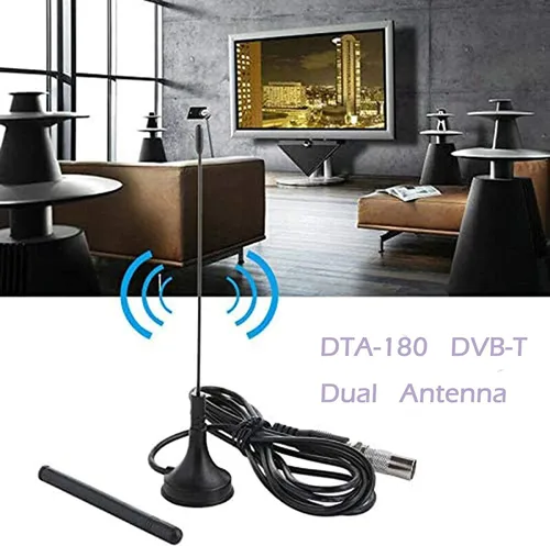 Vista 3 de DVB-T Televisión DTA-180 Antena de TV portátil interior/exterior con soporte 1080P para señales VHF/UHF