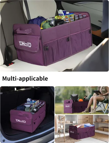 Vista 8 de YOHOOLYO Organizador de maletero de automóvil para SUV, 72L, gran capacidad, plegable, 4 compartimentos, accesorios de automóvil multicolor