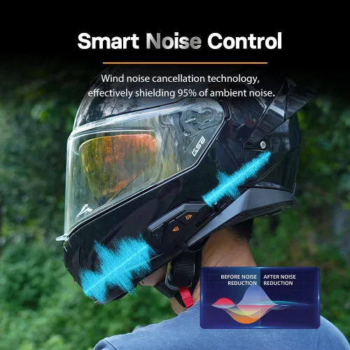 Vista 6 de FreedConn Casco de motocicleta Bluetooth auricular intercomunicador con música compartida, universal FG 3,937.0 ft 6 vías sistemas de comunicación