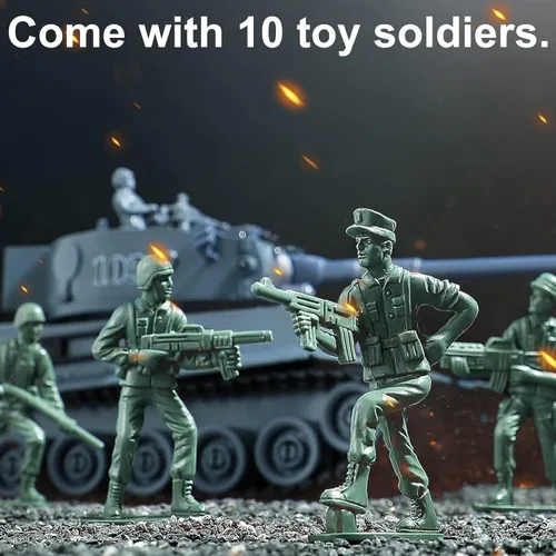 Vista 5 de Tanque Militar RC, Juguetes de Tanque del Ejército WW2 Tiger I con IR de Batalla, Vehículos Militares de Control Remoto de 2.4GHz con Luces